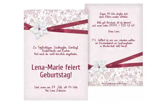 Geburtstagseinladungskarte Jasmin