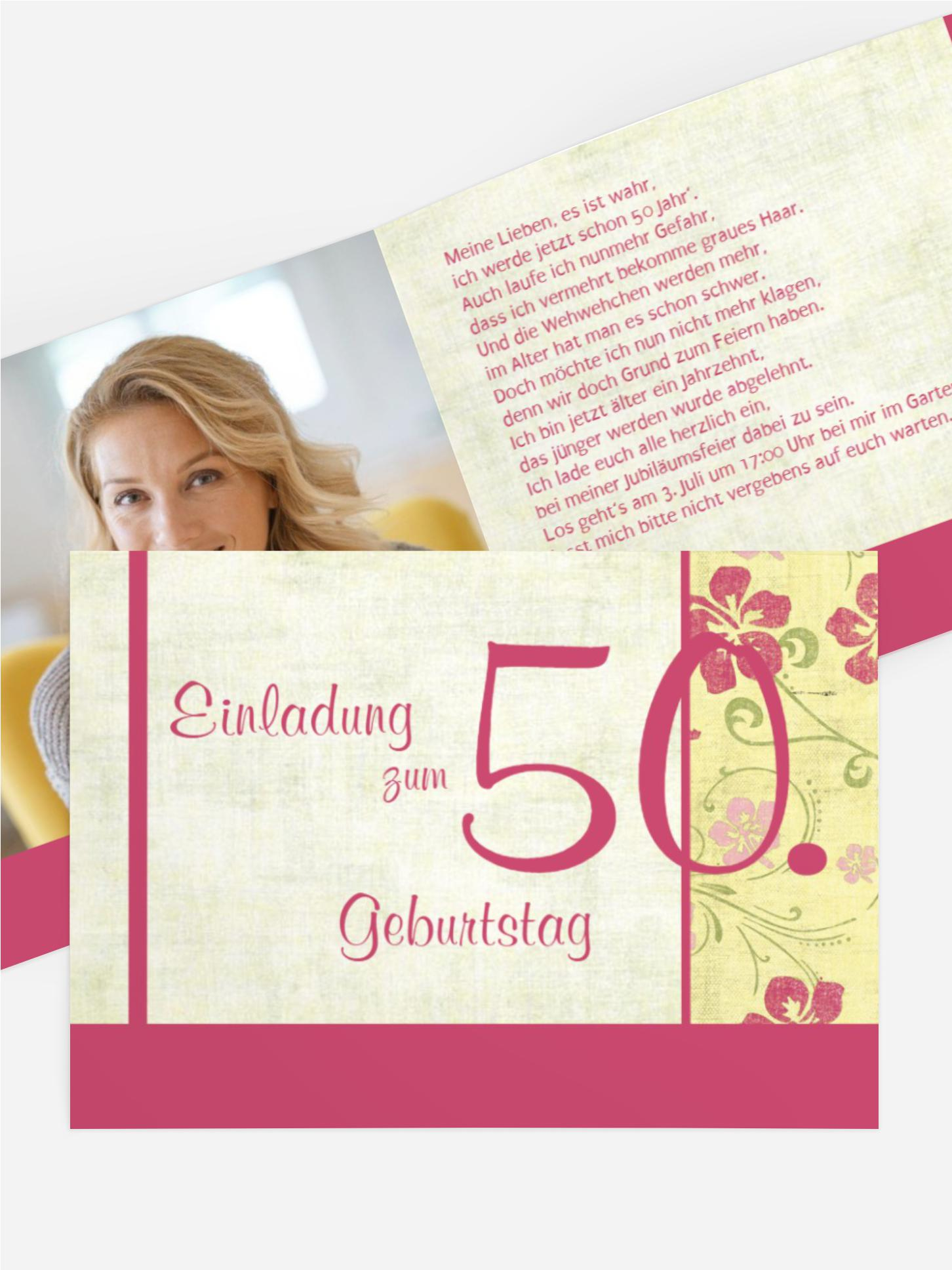 Einladung zum Geburtstag Hibiskus 50 Foto