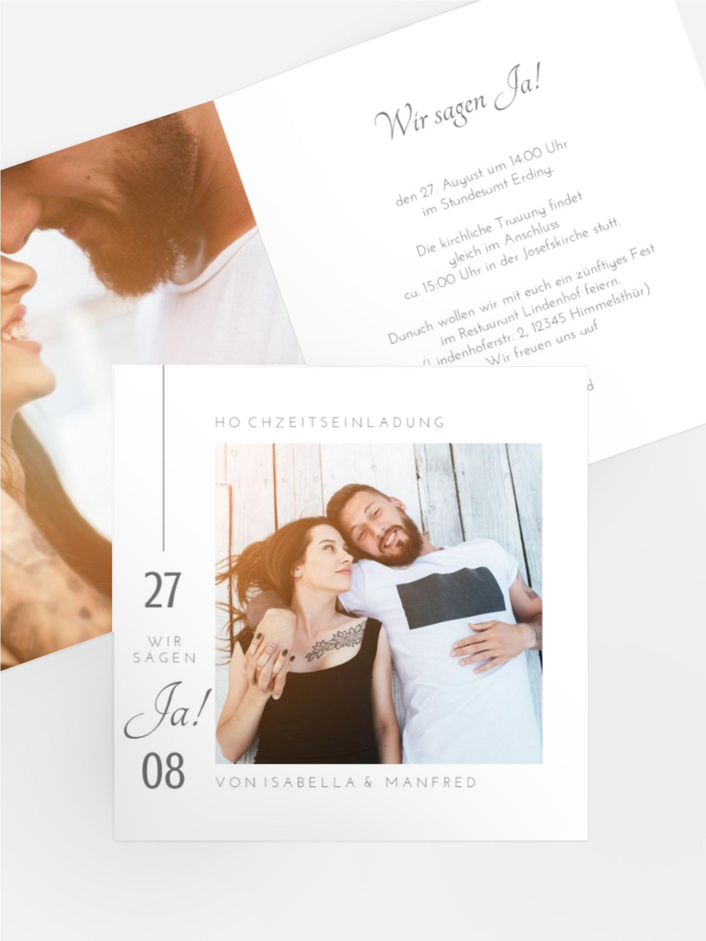 Hochzeitseinladung Gerade Liebeslinie