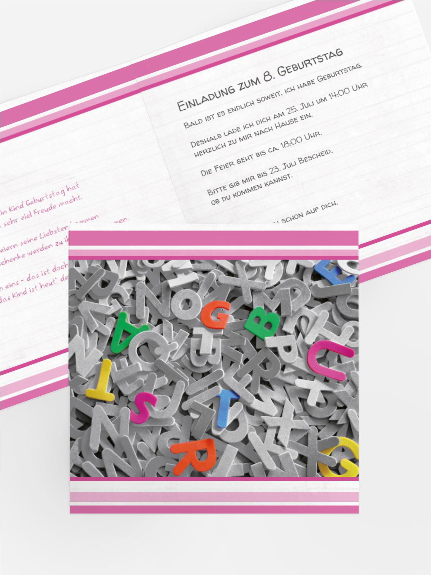 Geburtstagseinladung Kinder Buchstabensalat