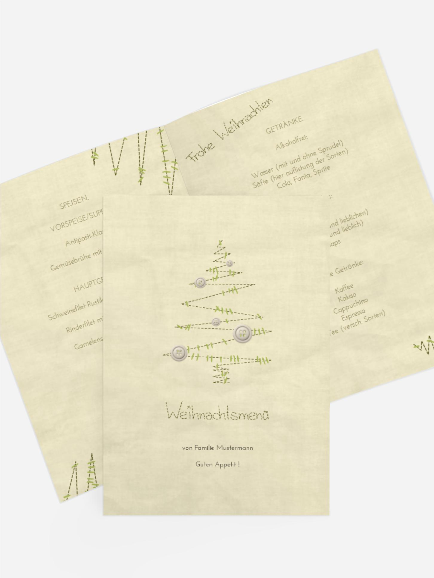 Weihnachten Menükarte Nahtbaum