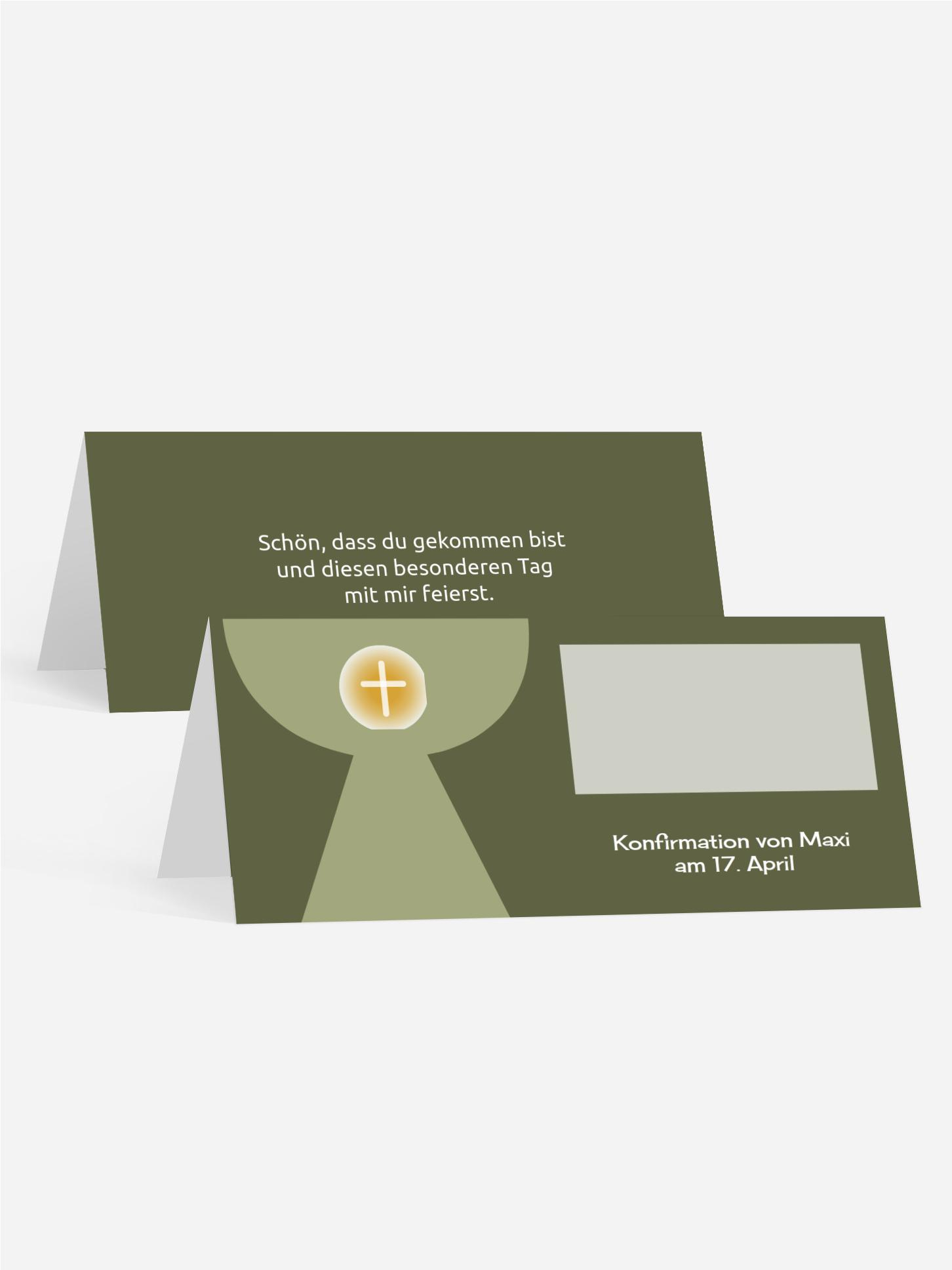 Konfirmation Tischkarte Kelch mit Hostie