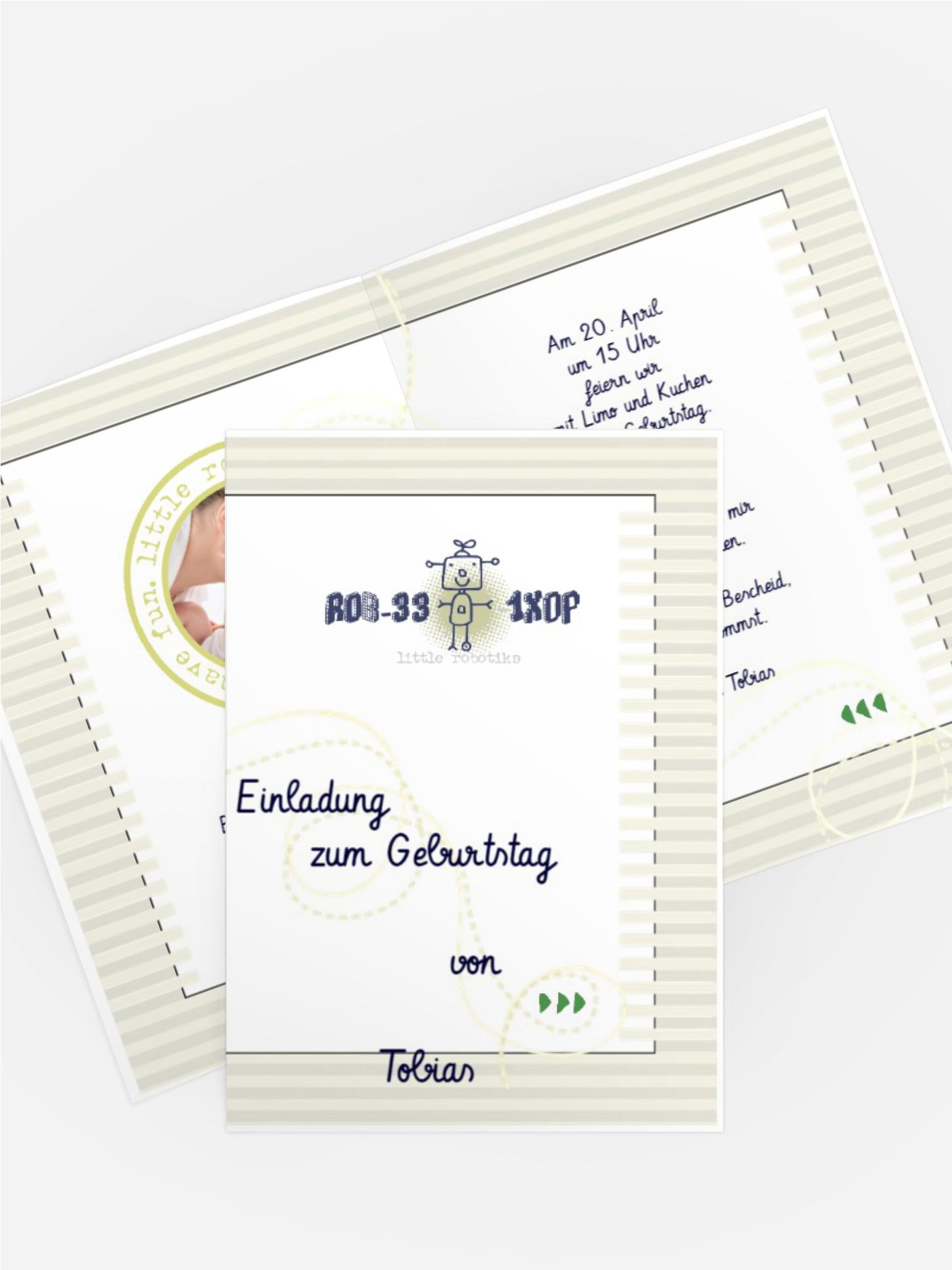 Einladungskarte Geburtstag kleiner Roboter Foto