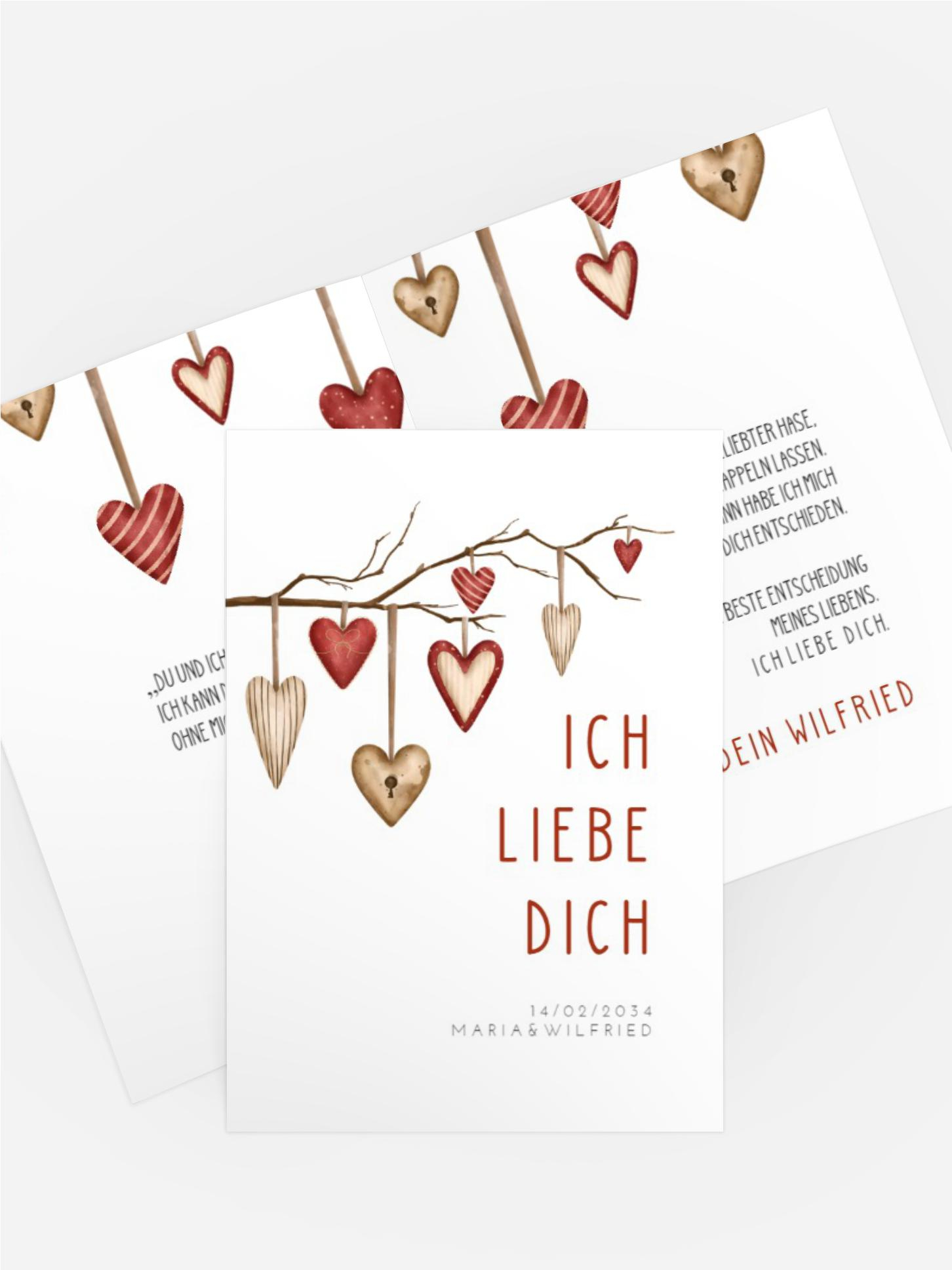 Valentinskarte Herzzweig