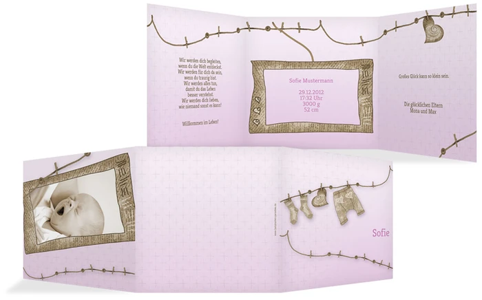 Baby Dankeskarte Wäscheleine