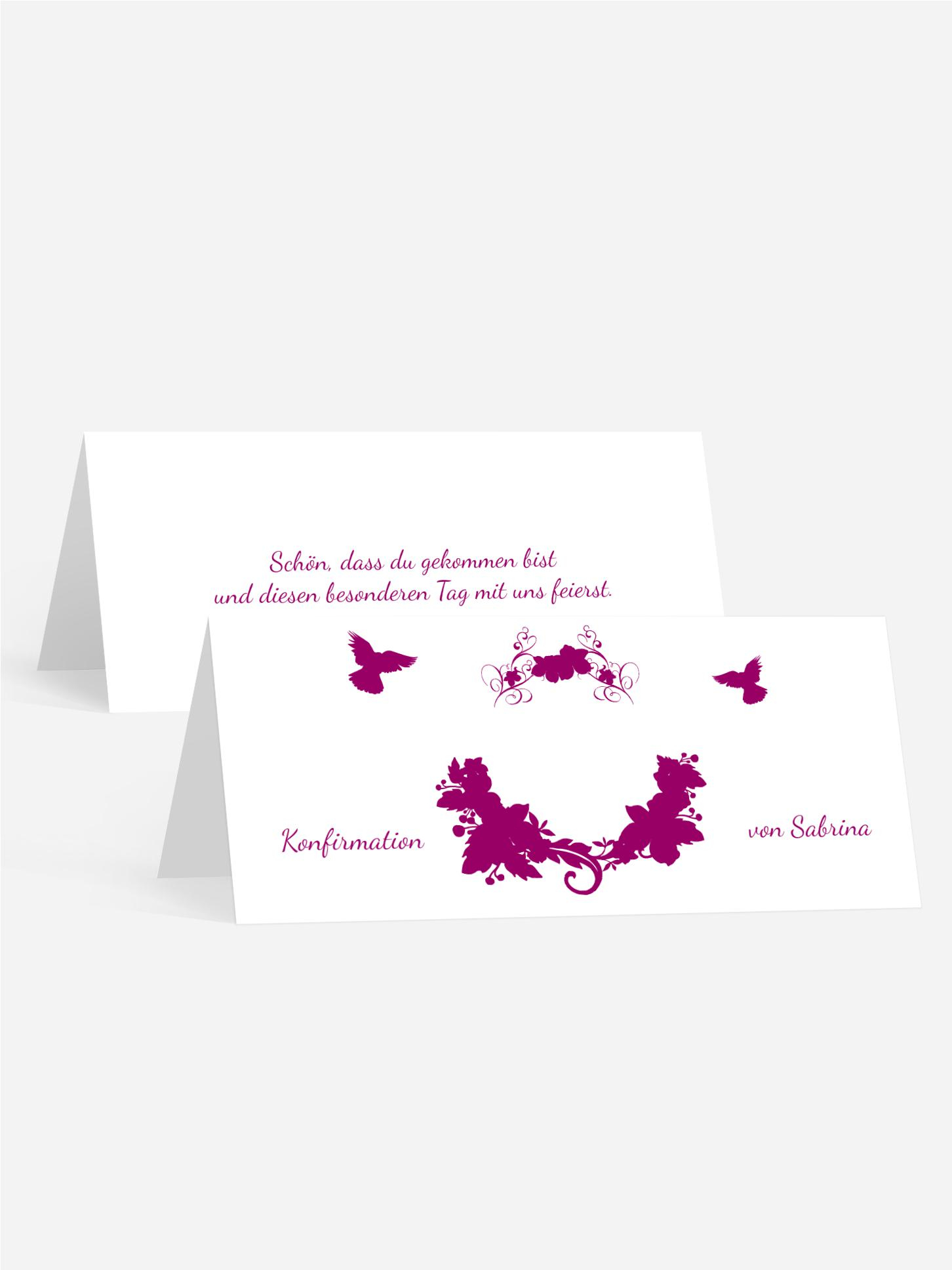 Tischkarte Konfirmation Vogel