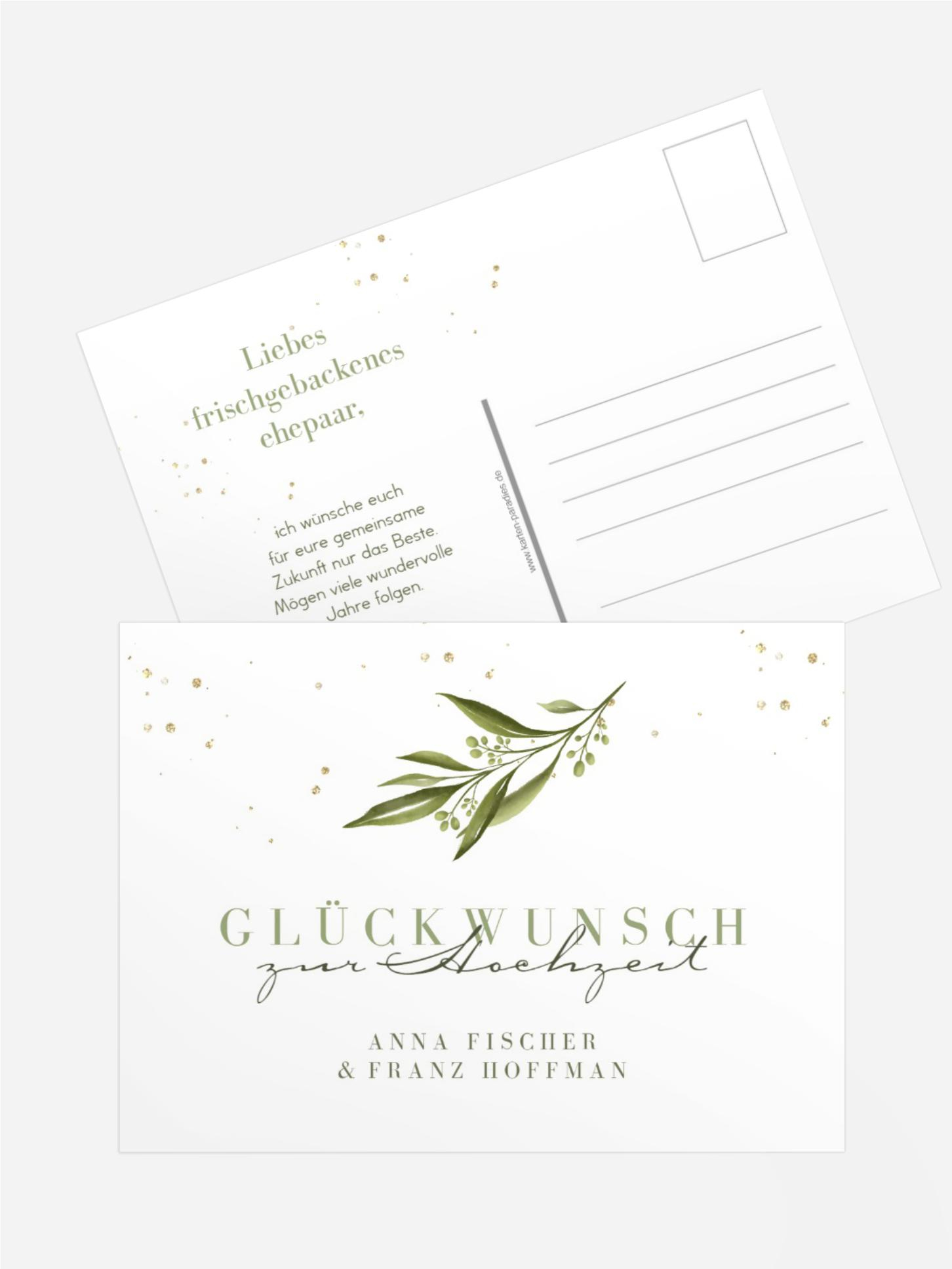 Glückwunschkarte zur Hochzeit Edelblatt