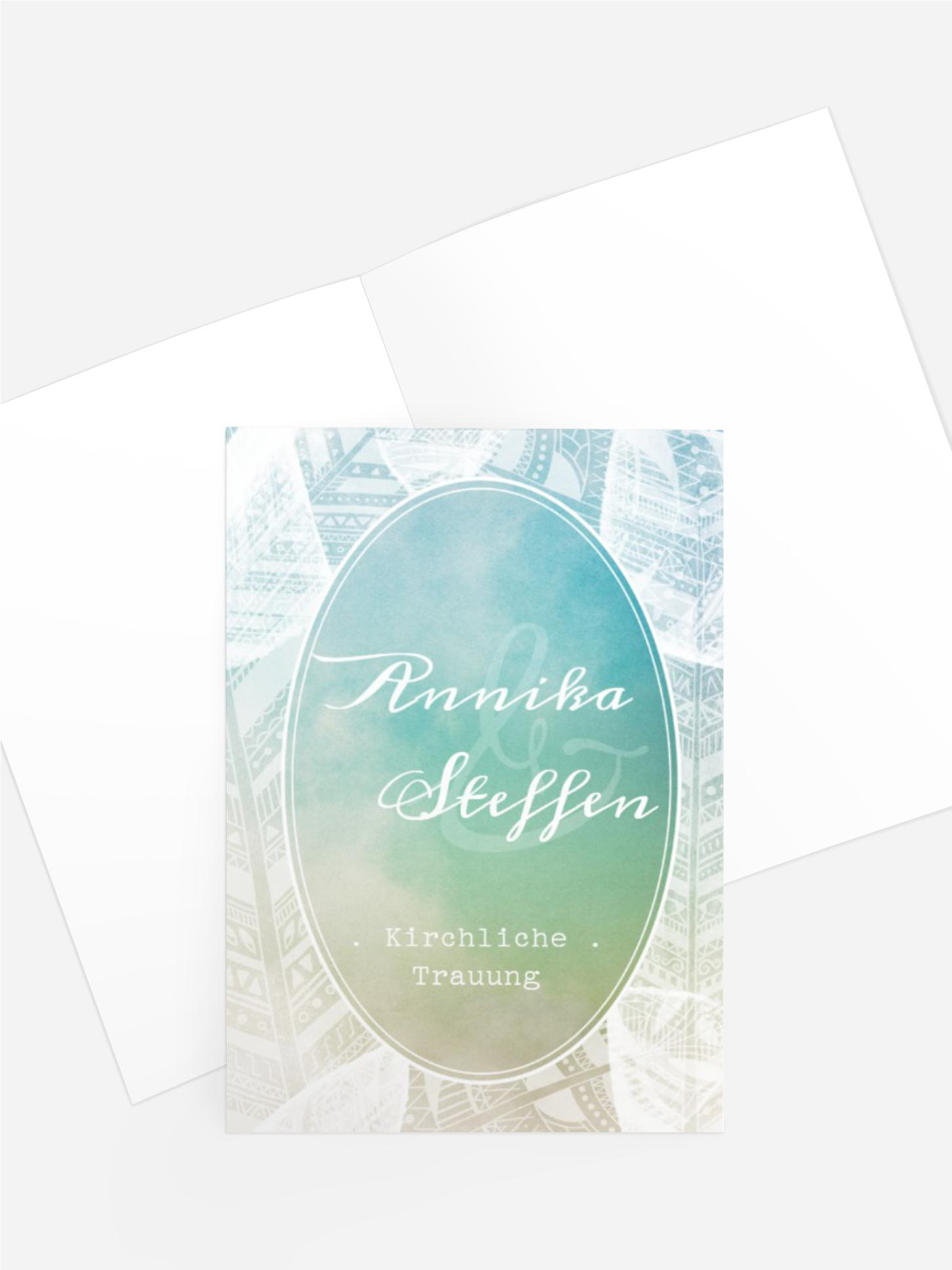 Hochzeit Kirchenheft Umschlag Federleicht