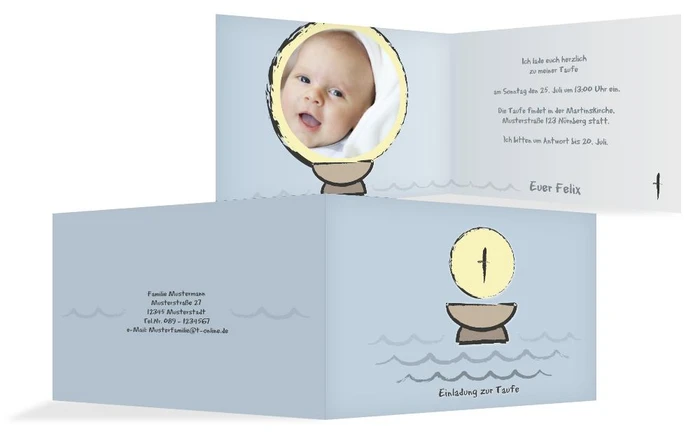 Einladungskarte Taufe Taufbecken