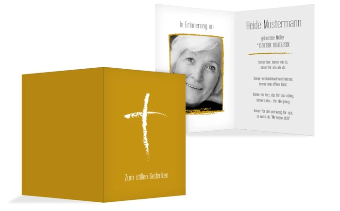 Sterbebildkarte Kreidekreuz