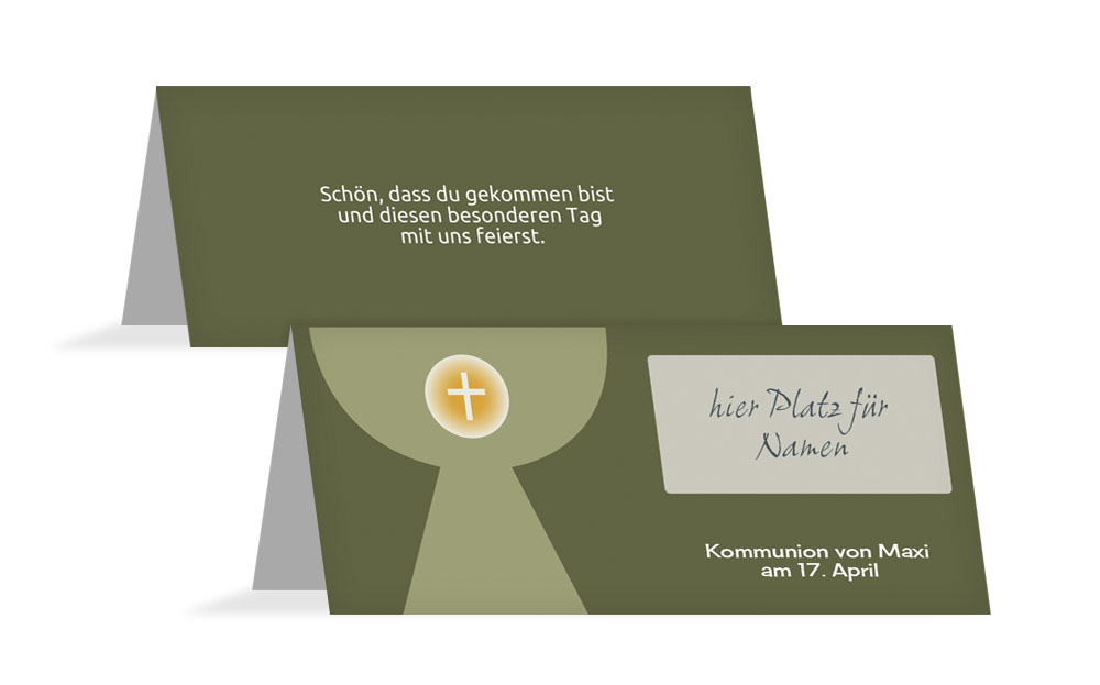 Kommunion Tischkarte Kelch mit Hostie Kommunion Tischkarte Kelch mit Hostie