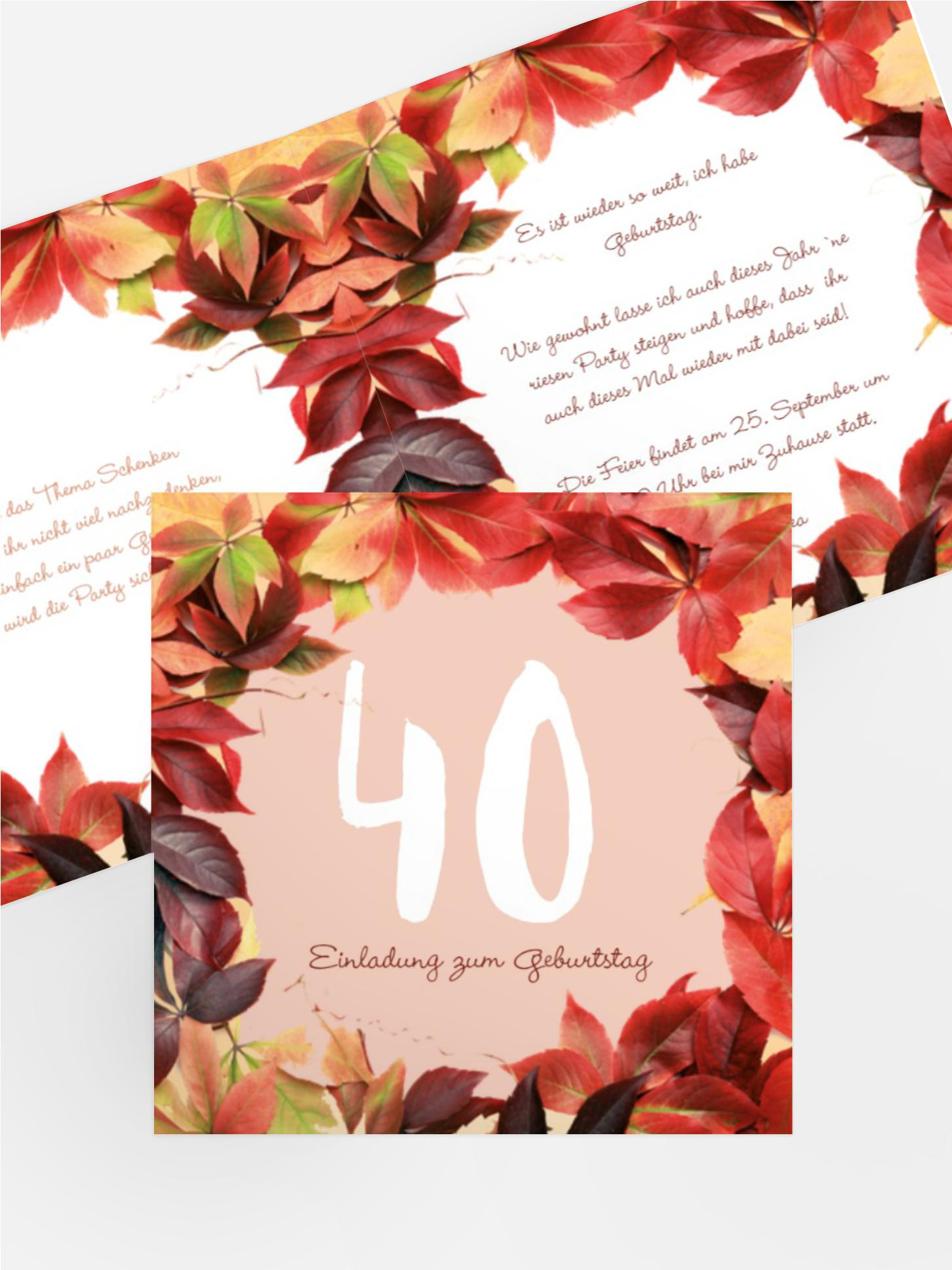 Geburtstagseinladung 40 Blumentraum