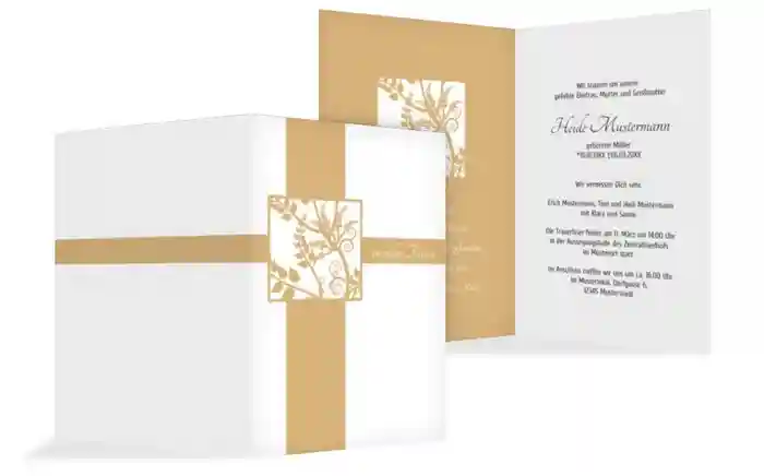 Trauerkarte Florales Quadrat hoch