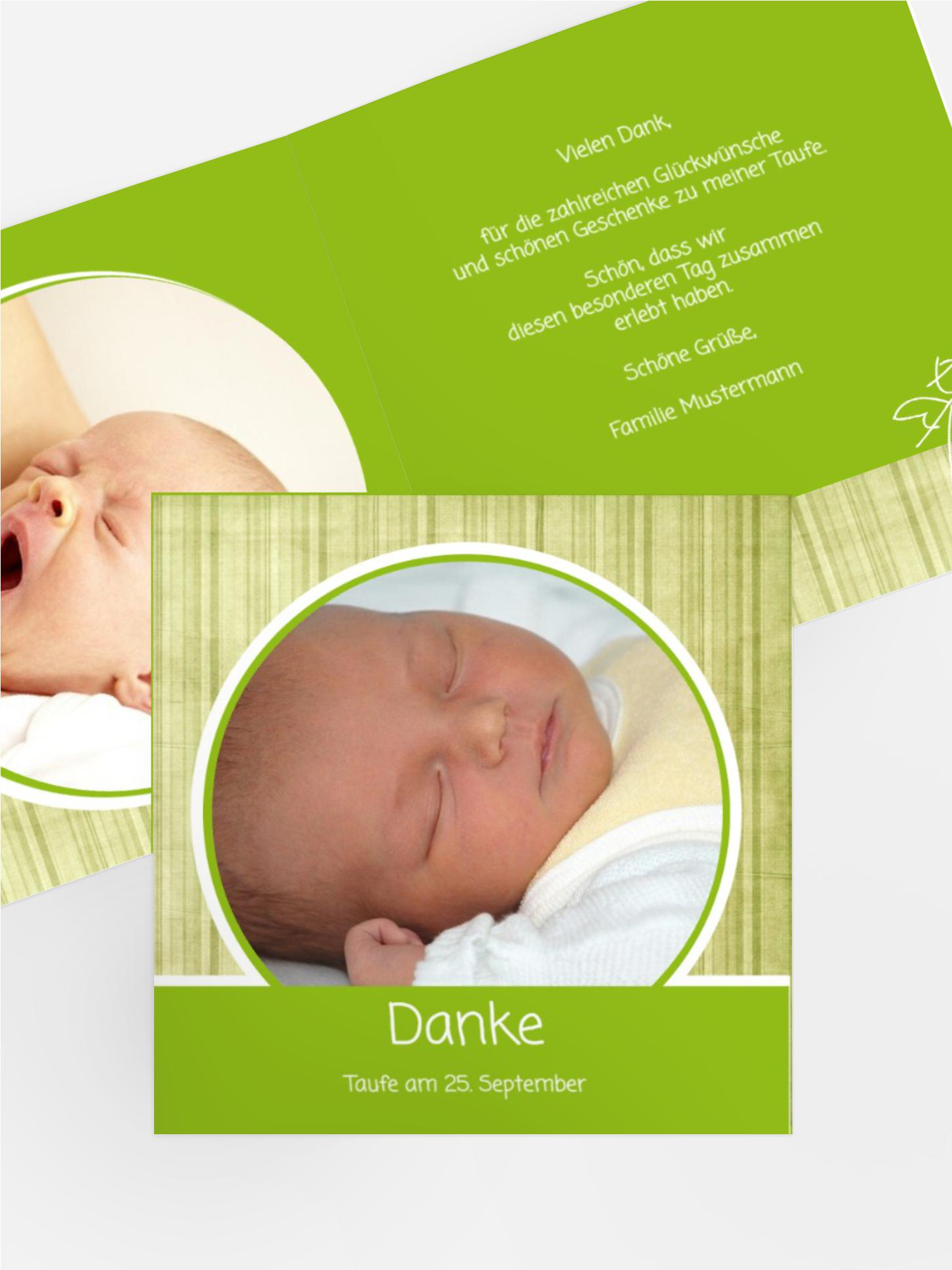 Dankeskarte Taufe Streifentapete
