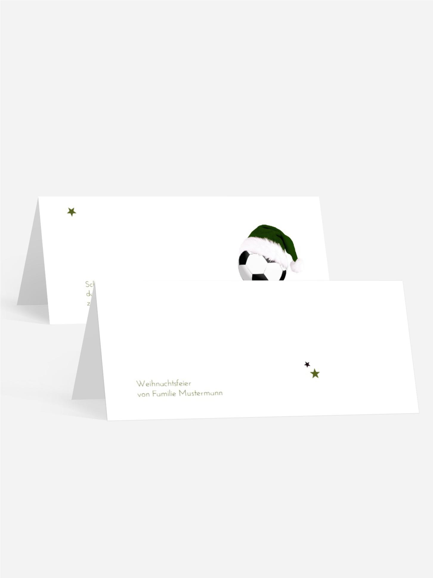 Weihnachts Tischkarte Fußballmütze