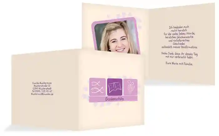 Dankeskarte Konfirmation Blatt