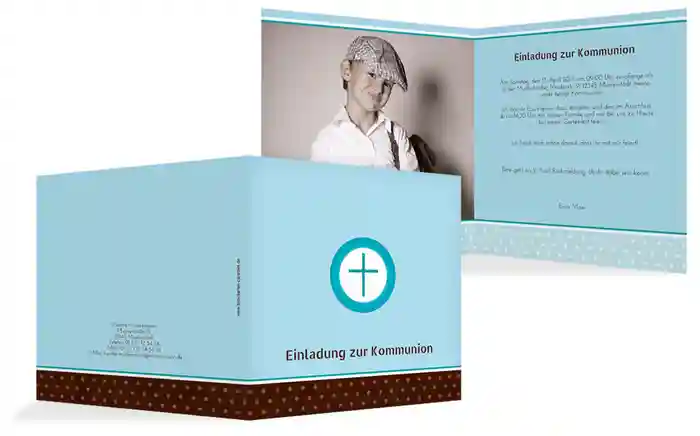 Kommunion Einladungskarte Kreuzhostie