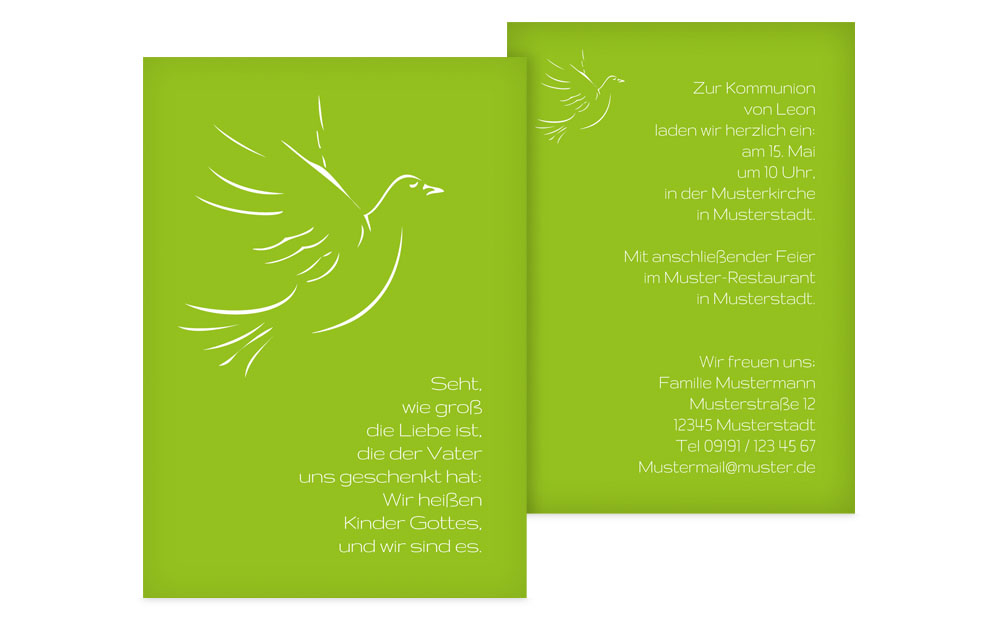 Einladungskarte Kommunion Pigeon