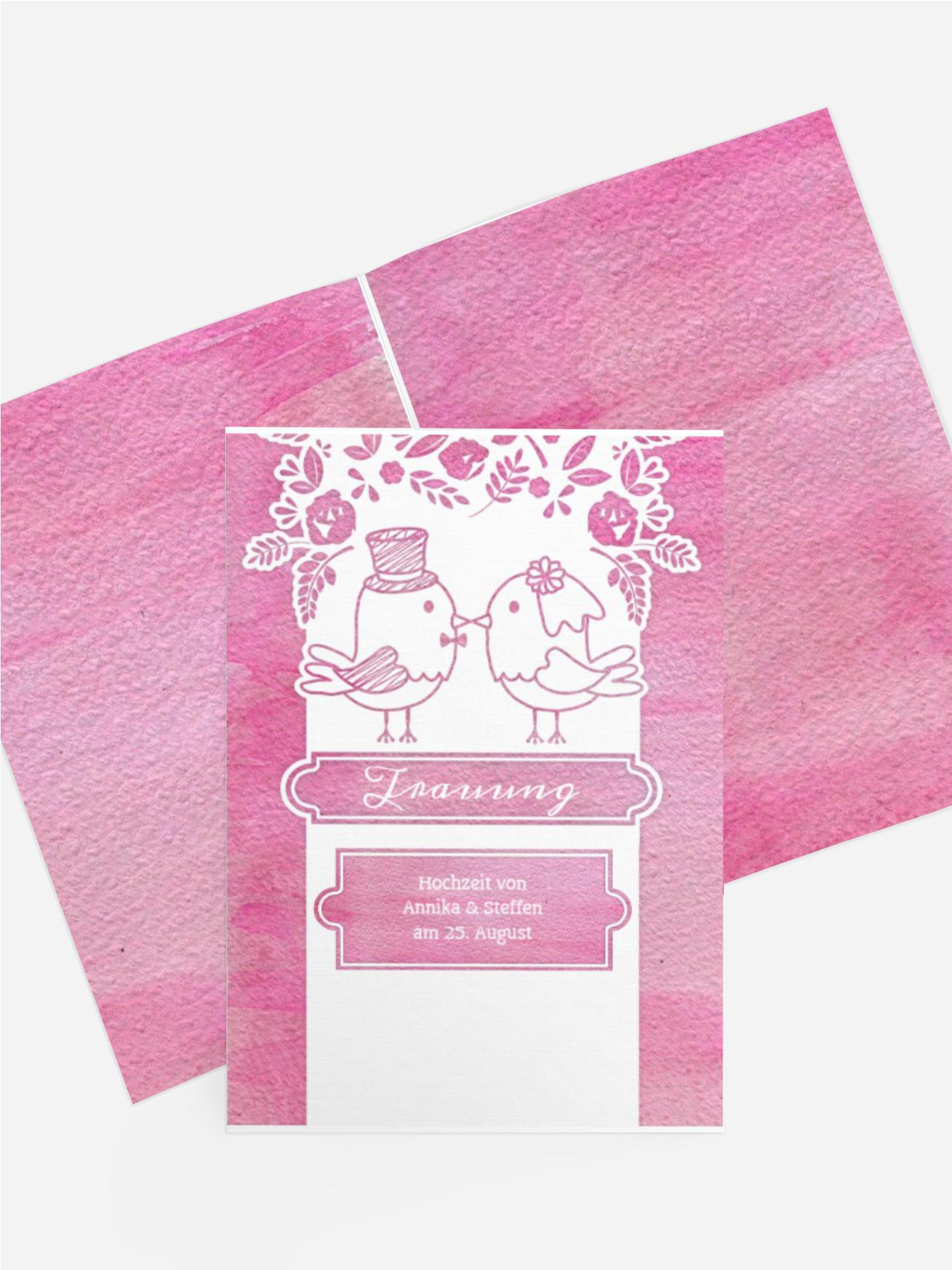 Hochzeit Kirchenheft Umschlag Vogelpaar