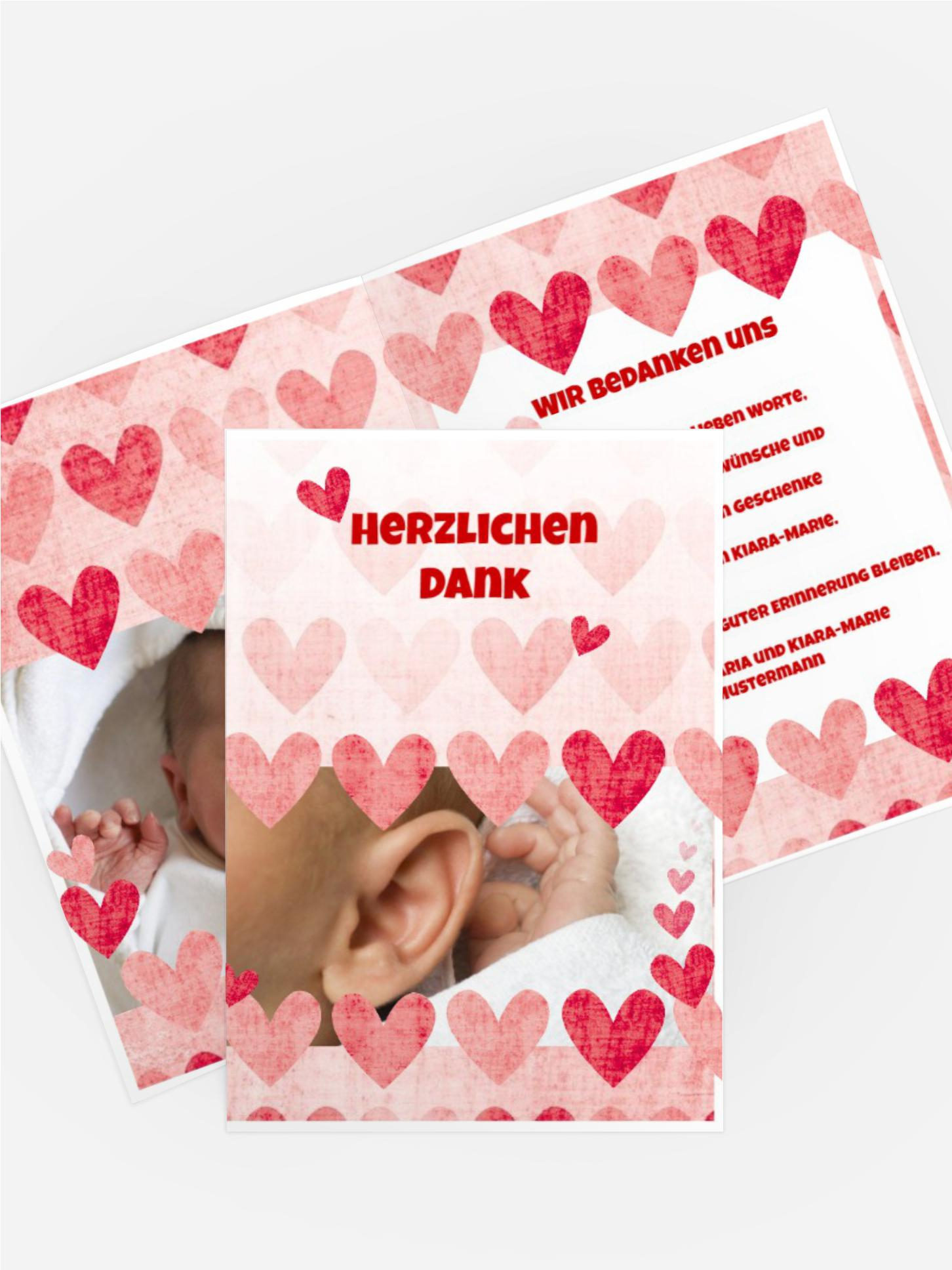 Dankeskarte Taufe Voller Herzen
