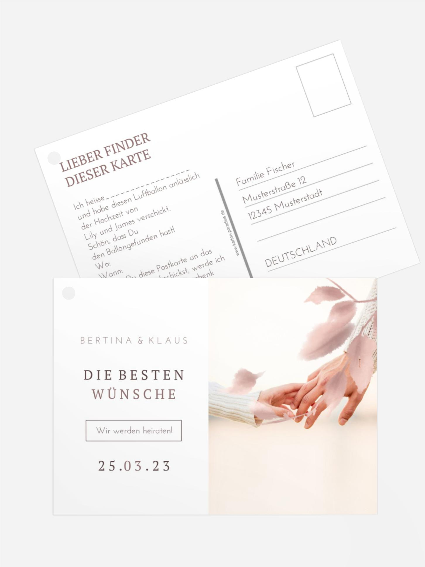 Ballonflugkarte Liebes Anmerkung Ballonflugkarte Liebes Anmerkung
