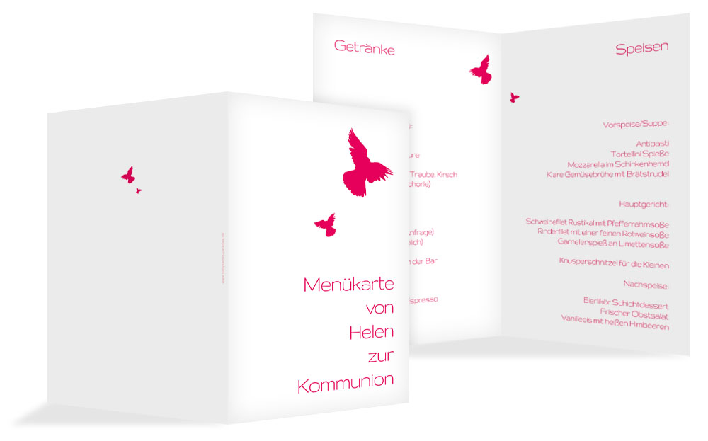 Kommunion Menükarte Taube