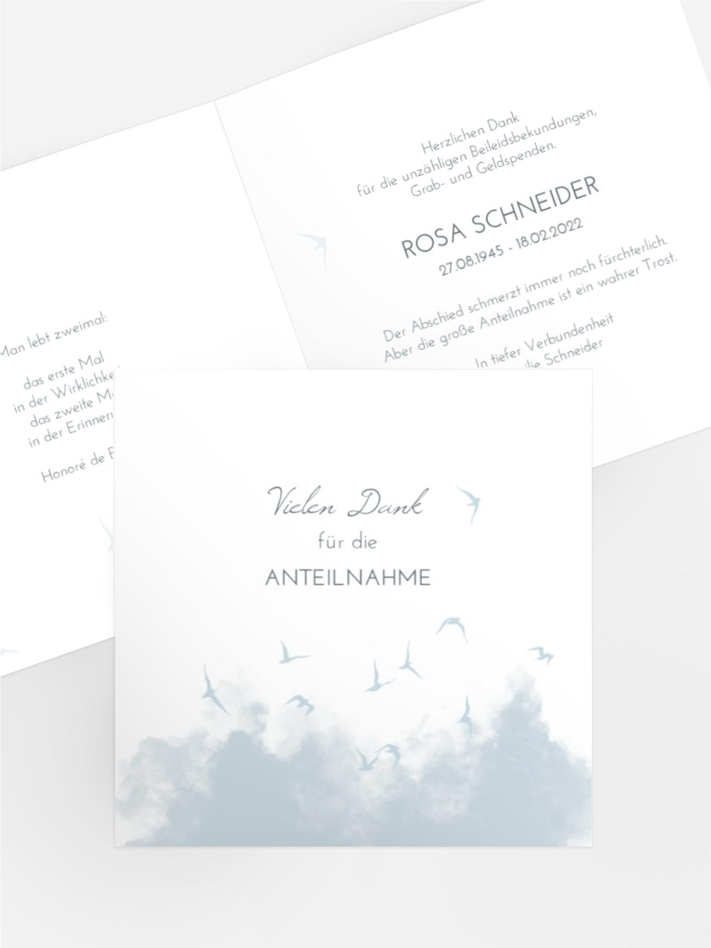 Danksagung Trauer Unvergänglichkeit