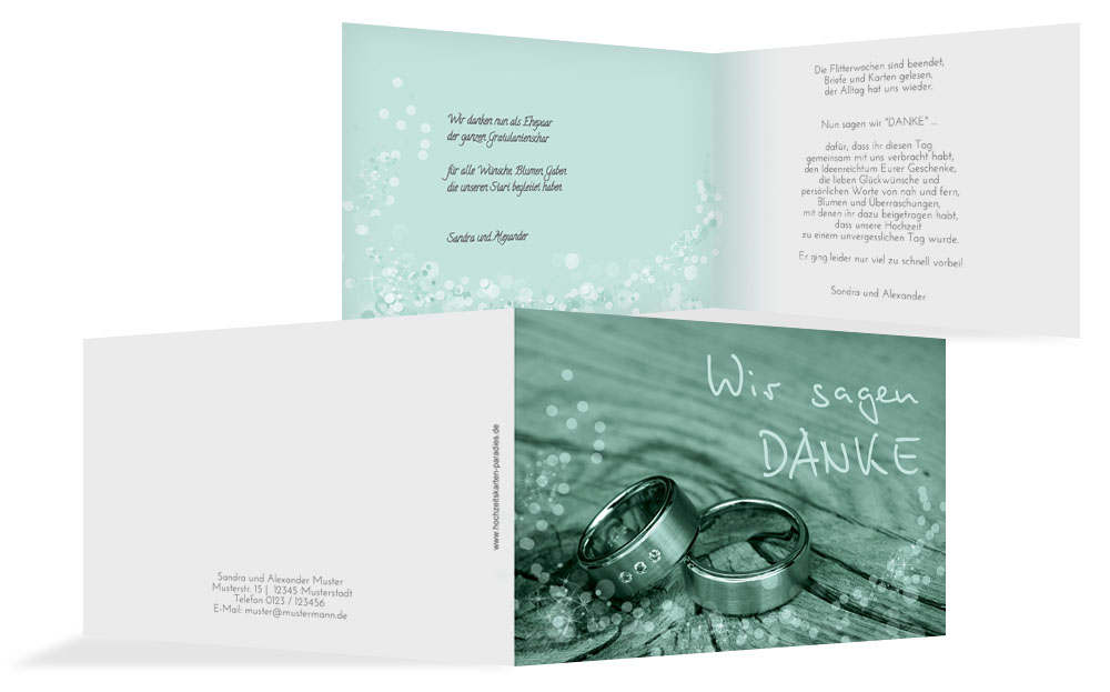 Dankeskarte Hochzeit Eheringe 2