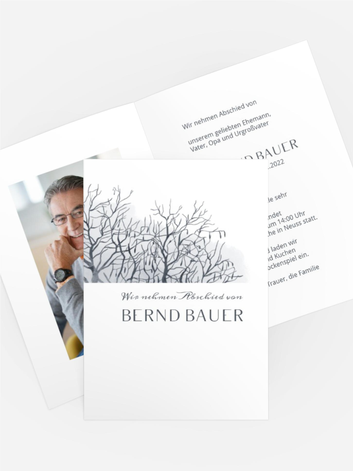 Karte zur Trauer Weinender Baum