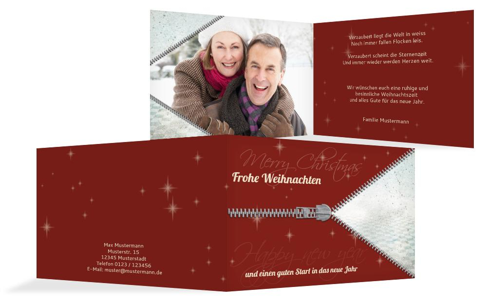 Grußkarte zu Weihnachten Privat Reißverschluss Grußkarte zu Weihnachten Privat Reißverschluss