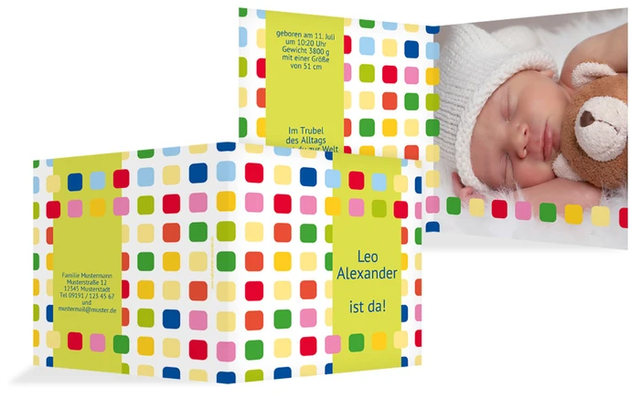 Dankeskarte zur Geburt Viereck