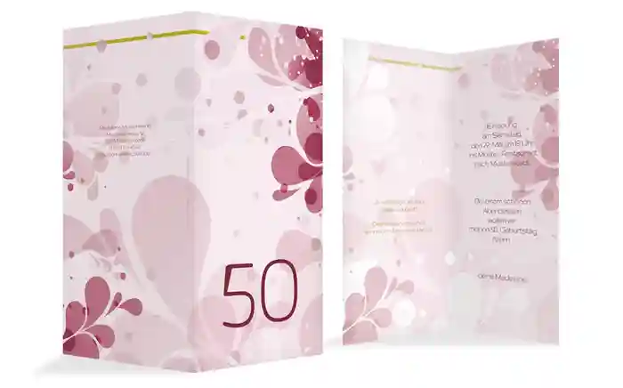 Geburtstagskarte Einladung Floral 50