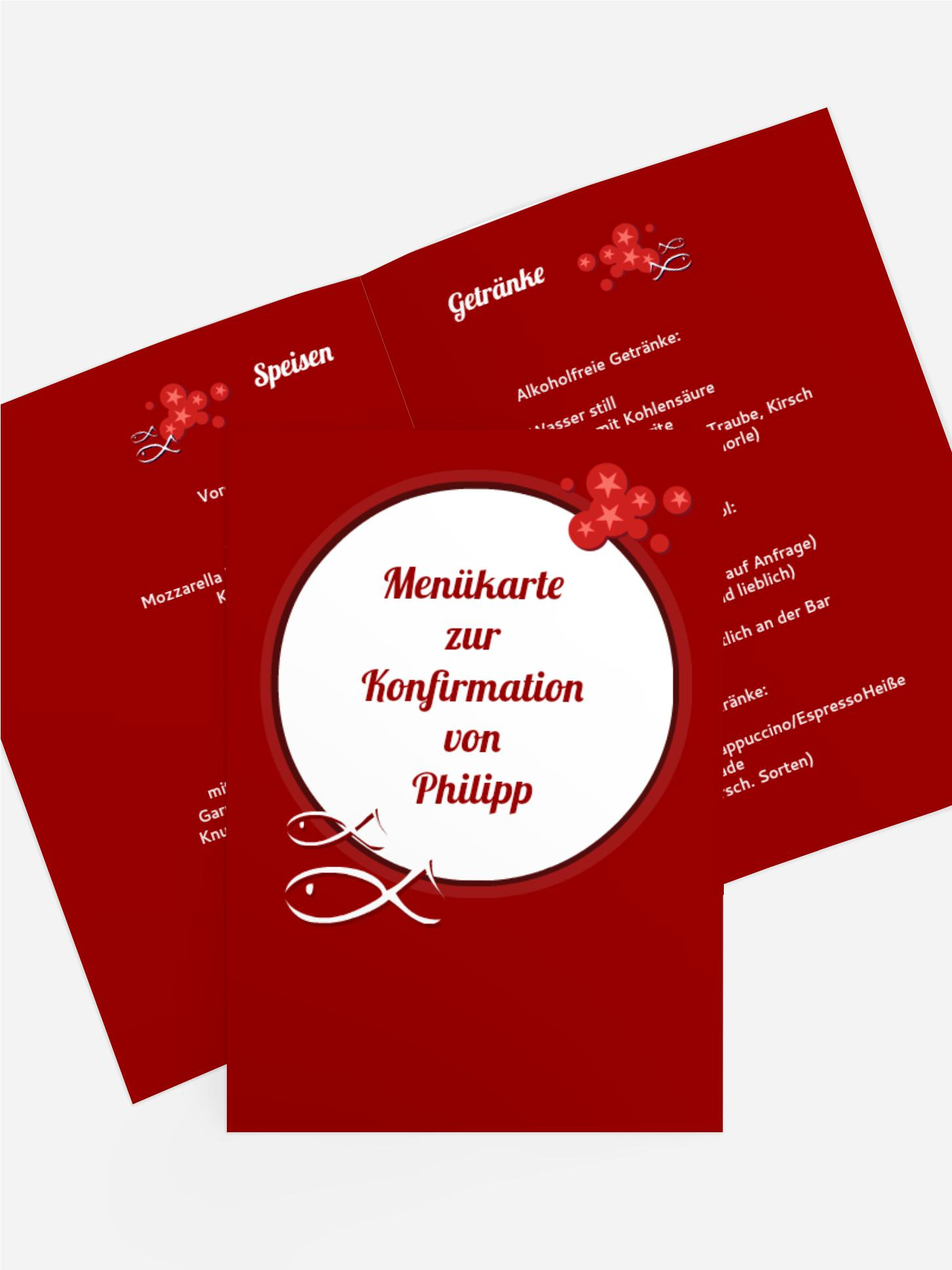 Menükarte Konfirmation Star