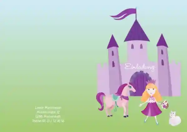 Einladung zum Kindergeburtstag Märchenprinzessin