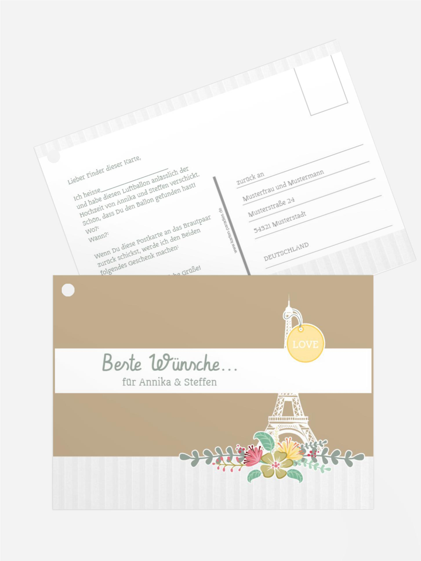 Ballonkarte zur Hochzeit Paris