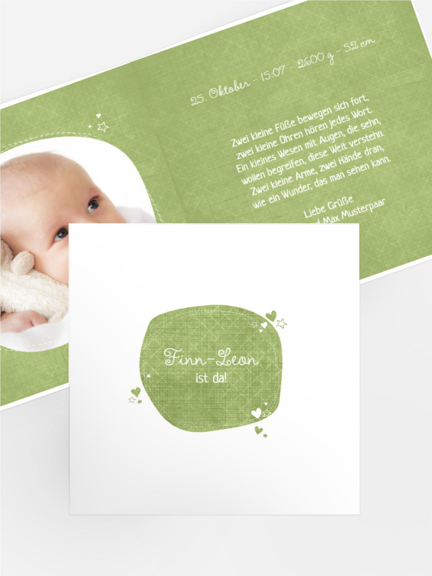 Baby Geburtskarte herzliche Sternchen