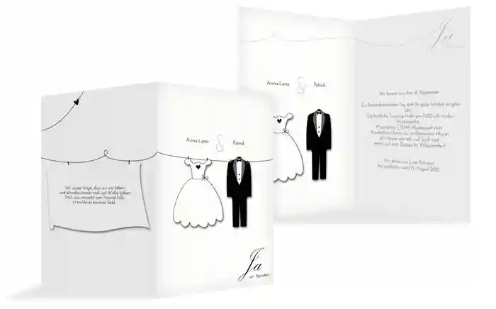 Einladungskarte dress and suit