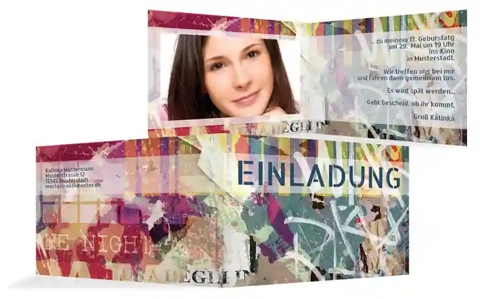 Geburtstagseinladnugskarte Graffiti Foto