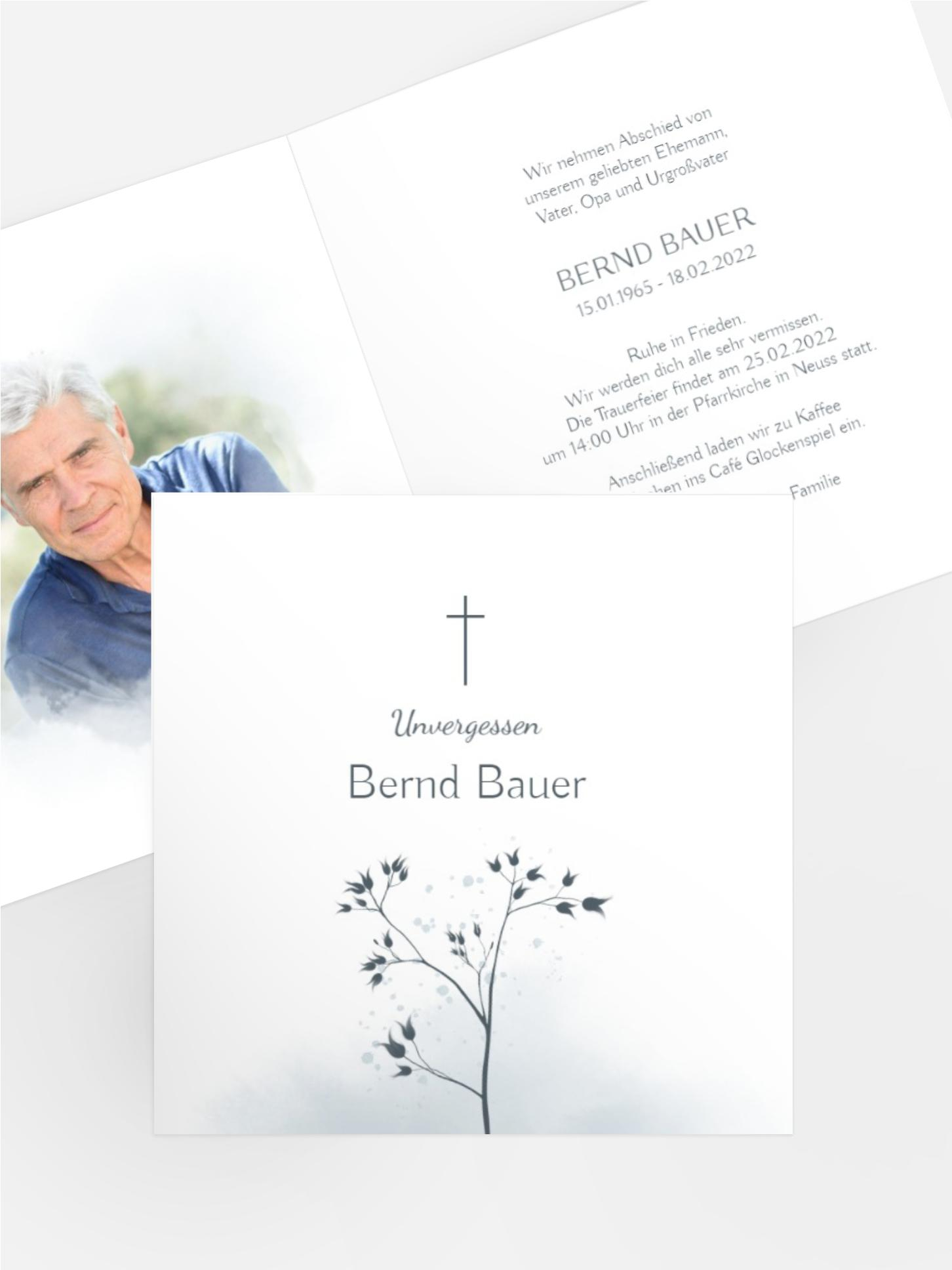 Karte zur Trauer Zweig im Nebel