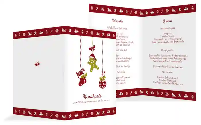 Weihnachtsmenükarte Borte