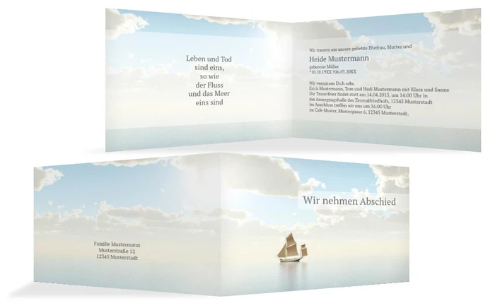 Trauerkarte Schiff quer