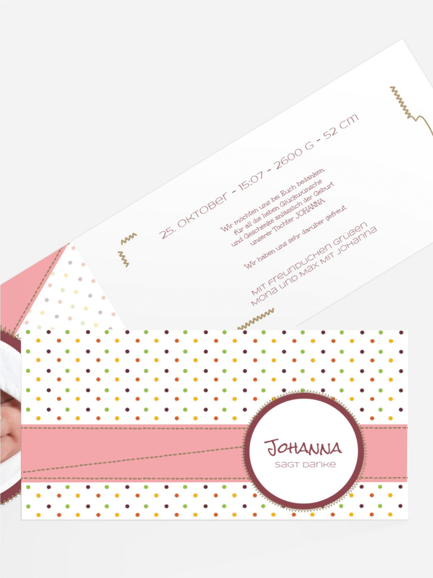 Baby Dankeskarte Pünktchen