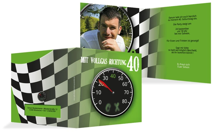 Einladungskarte Geburtstag Vollgas 40