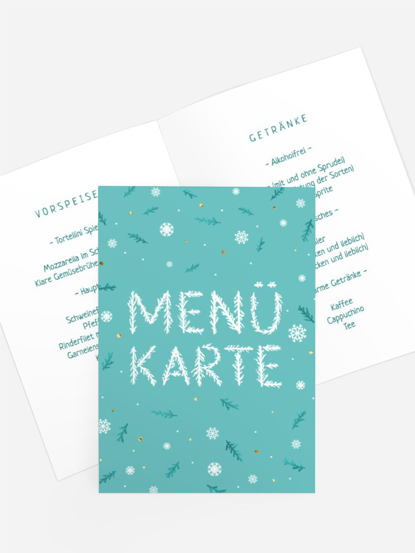 Weihnachtsmenükarte Tannenzweig-Schrift Weihnachtsmenükarte Tannenzweig-Schrift