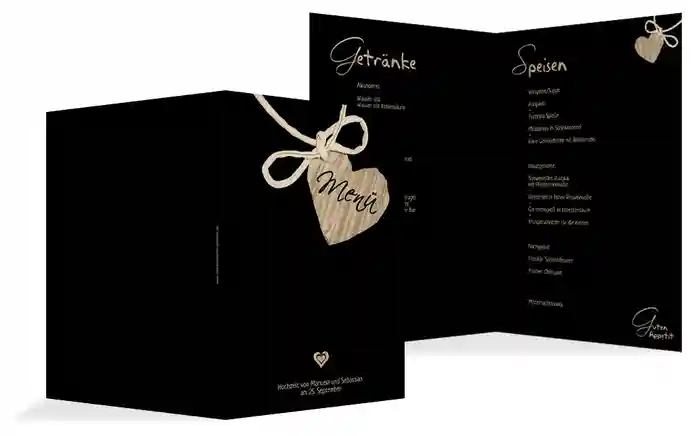 Menükarte Hochzeit natürlich Ja