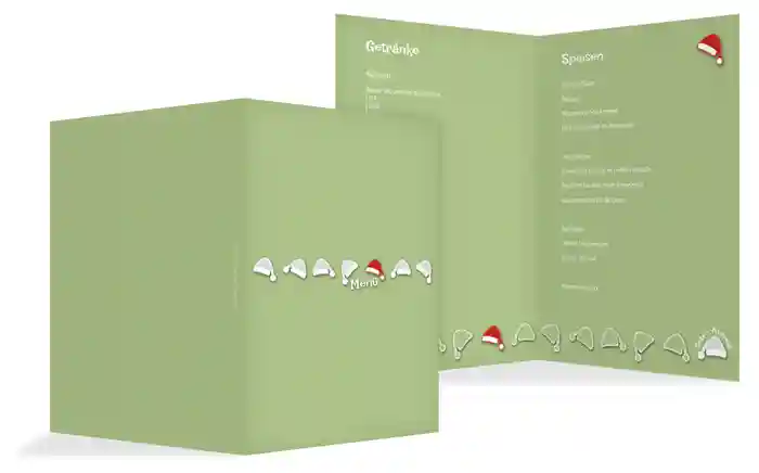 Weihnachtsmenükarte Mützenreihe