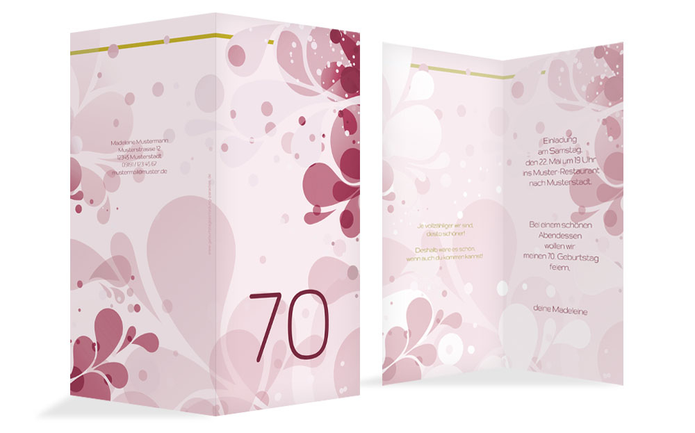 Geburtstagskarte Einladung Floral 70 Geburtstagskarte Einladung Floral 70