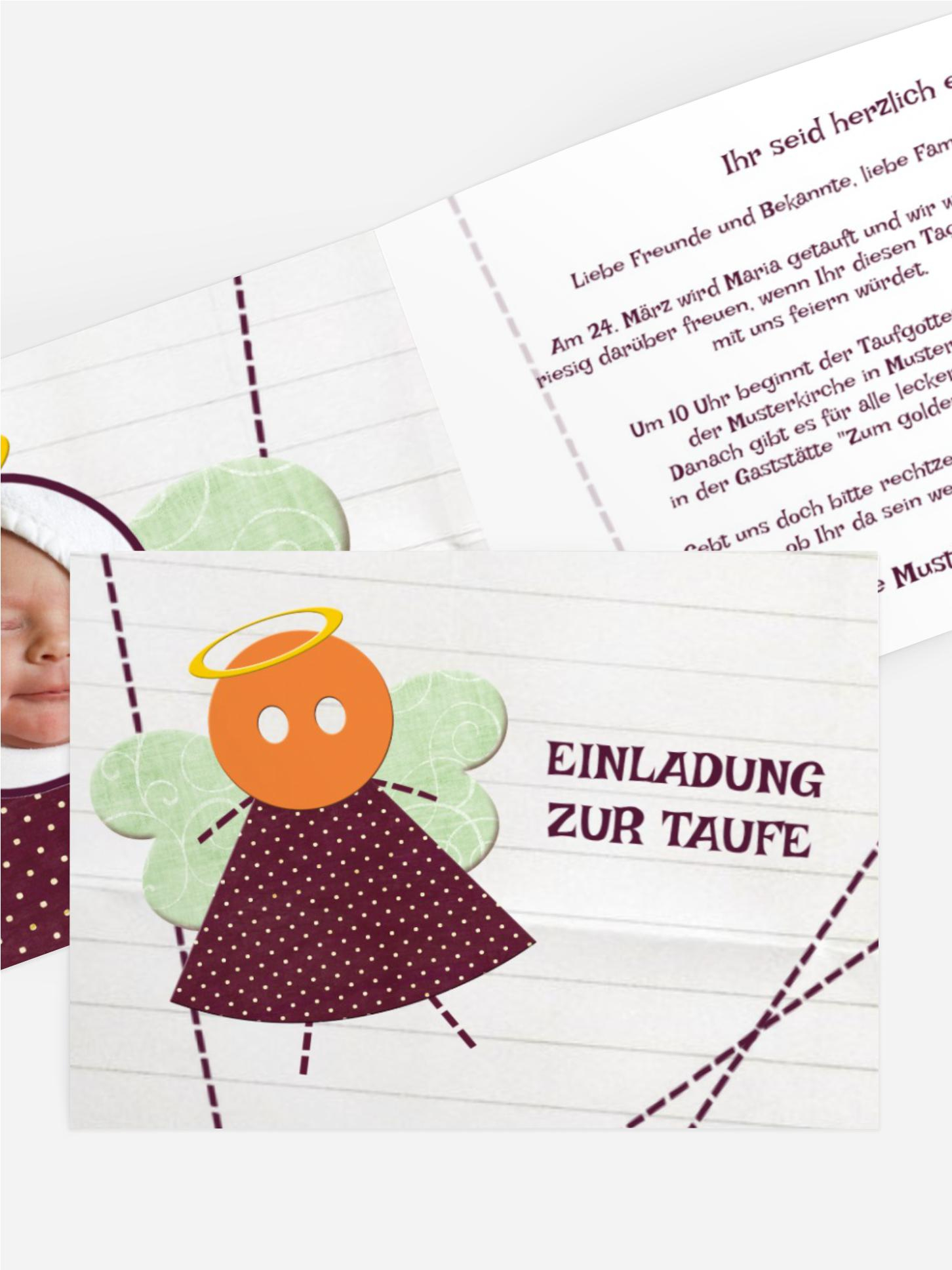 Taufkarte Stoffengelchen Taufkarte Stoffengelchen