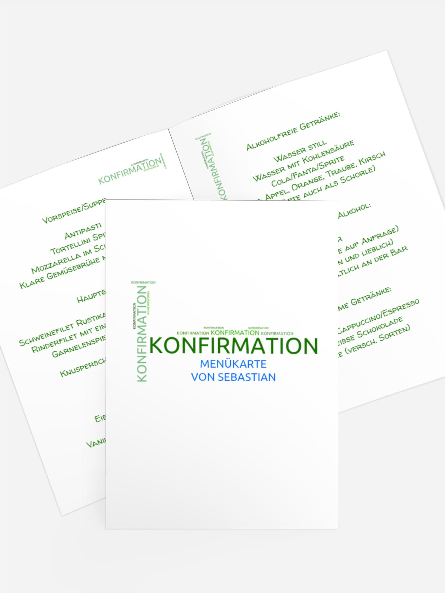 Menükarte Konfirmation Script Menükarte Konfirmation Script