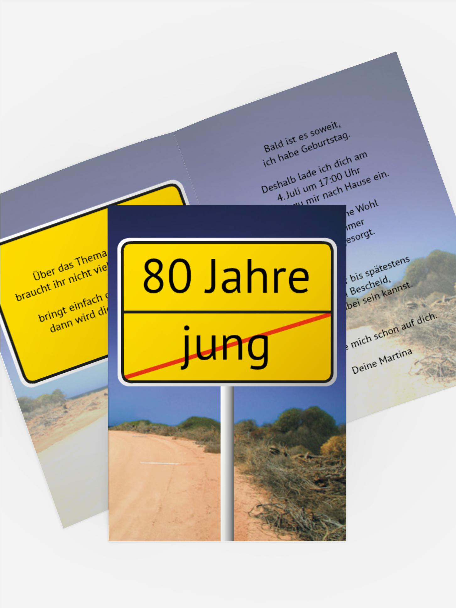Einladung zum Geburtstag StraĂenschild 80 Einladung zum Geburtstag StraĂenschild 80